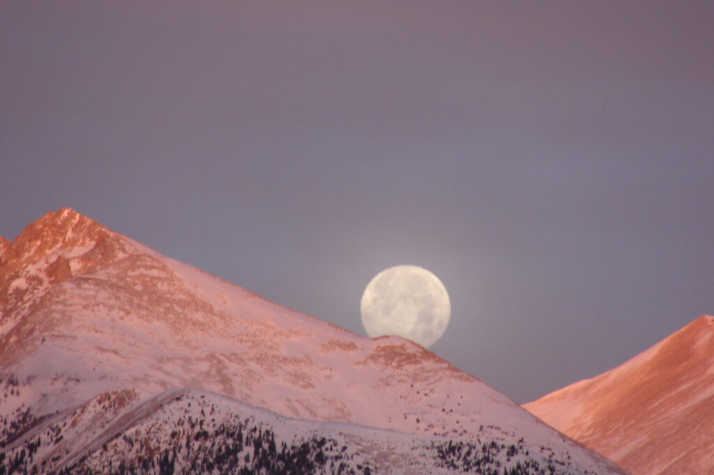 Shamanic Journey with moon over mountains